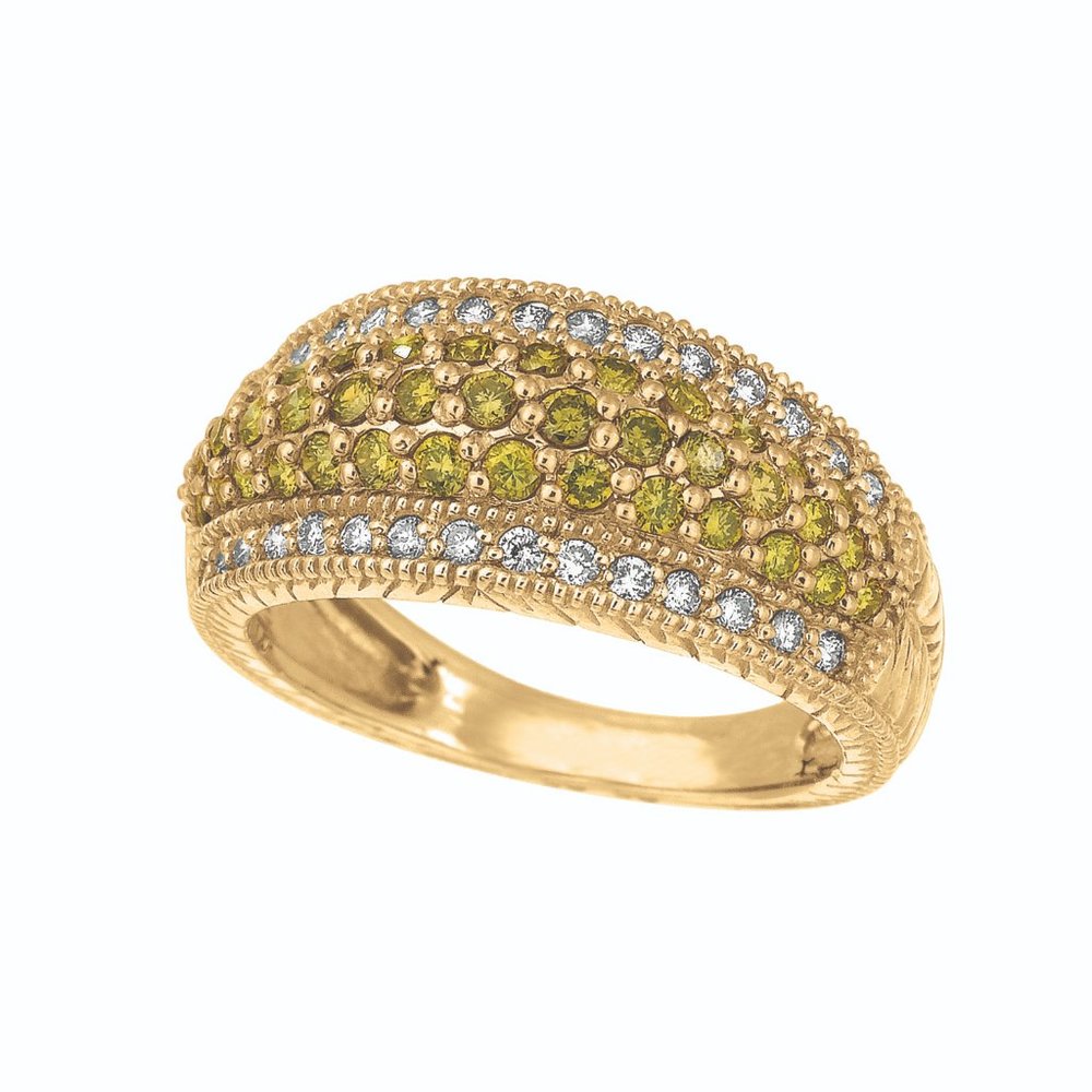 1.01 Ct Natural White and Yellow Diamond Ring